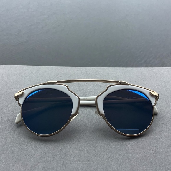 Steampunk Funky Sunglasses Blue Mirrored Lenses with White Frame Unisex - Picture 3 of 8